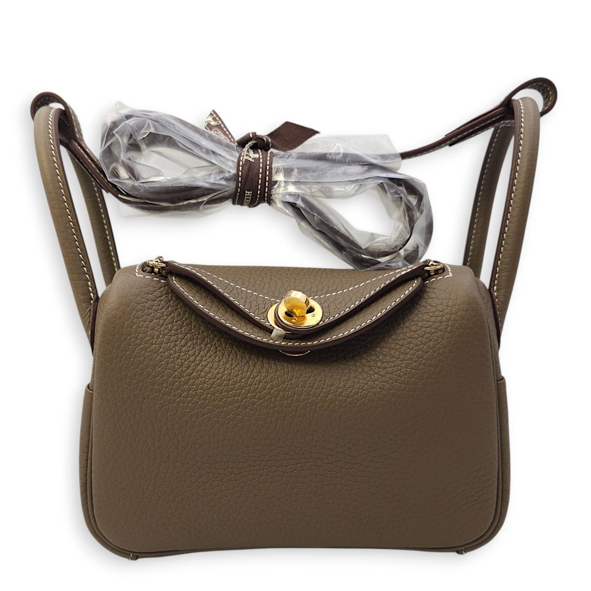 Lindy II Mini Etoupe in Clemence, Gold hardware