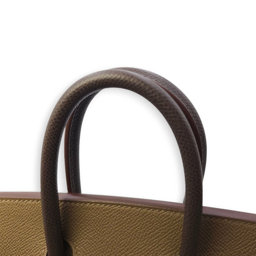 Birkin 25 Etoupe/Gris Pale/Ebene in Epsom, Palladium hardware