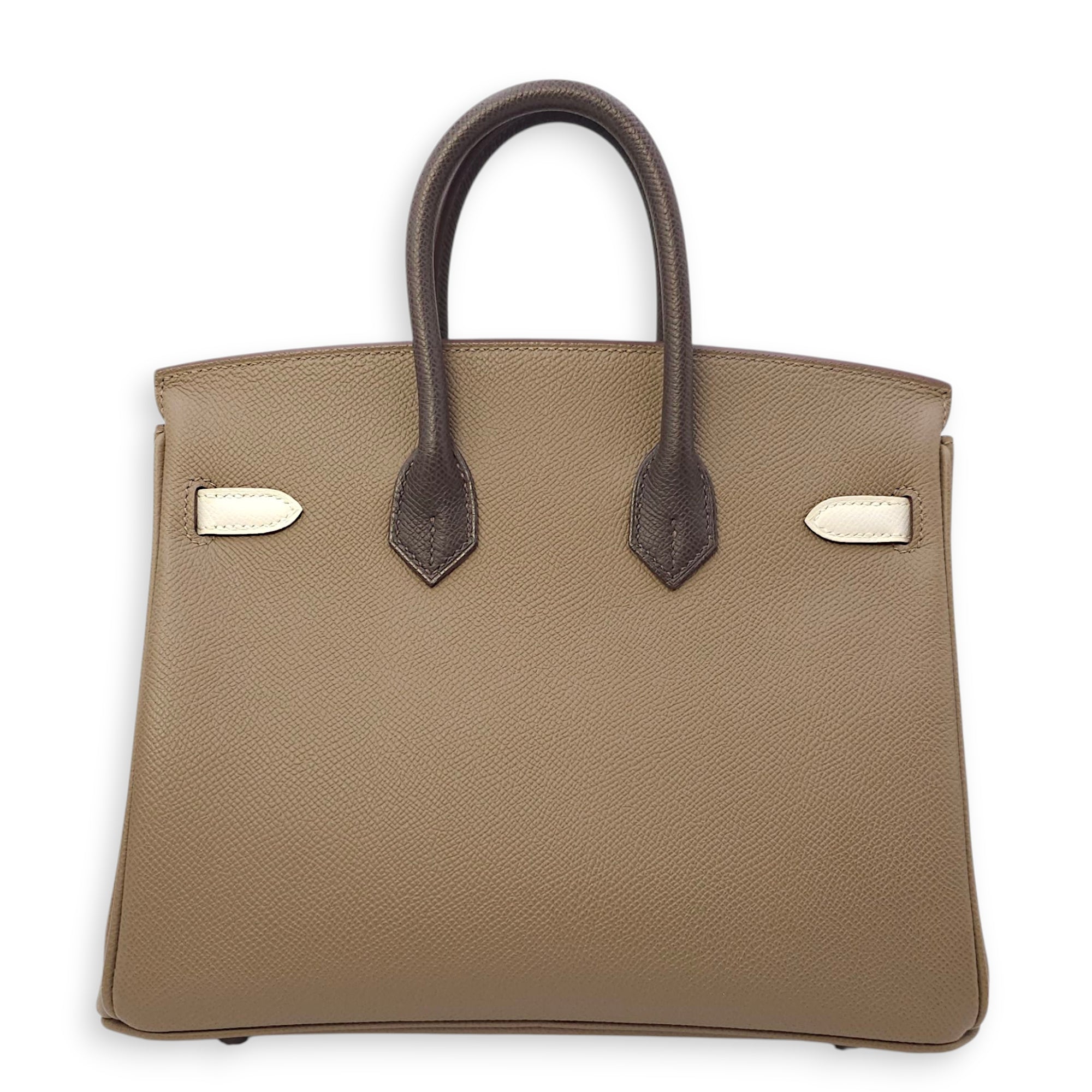 Birkin 25 Etoupe/Gris Pale/Ebene in Epsom, Palladium hardware