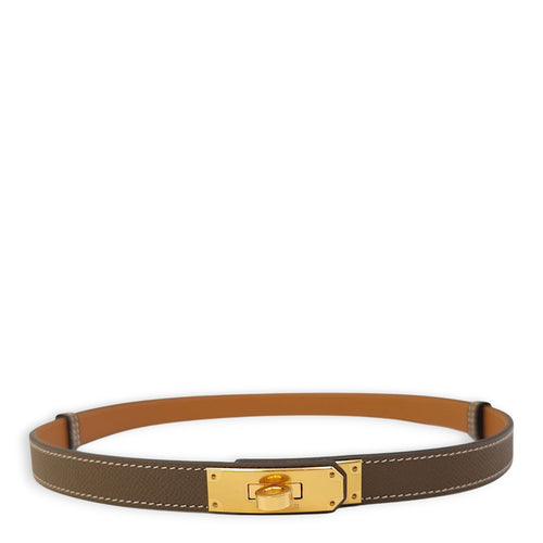 Kelly 18 Etoupe Belt in Epsom, Gold hardware