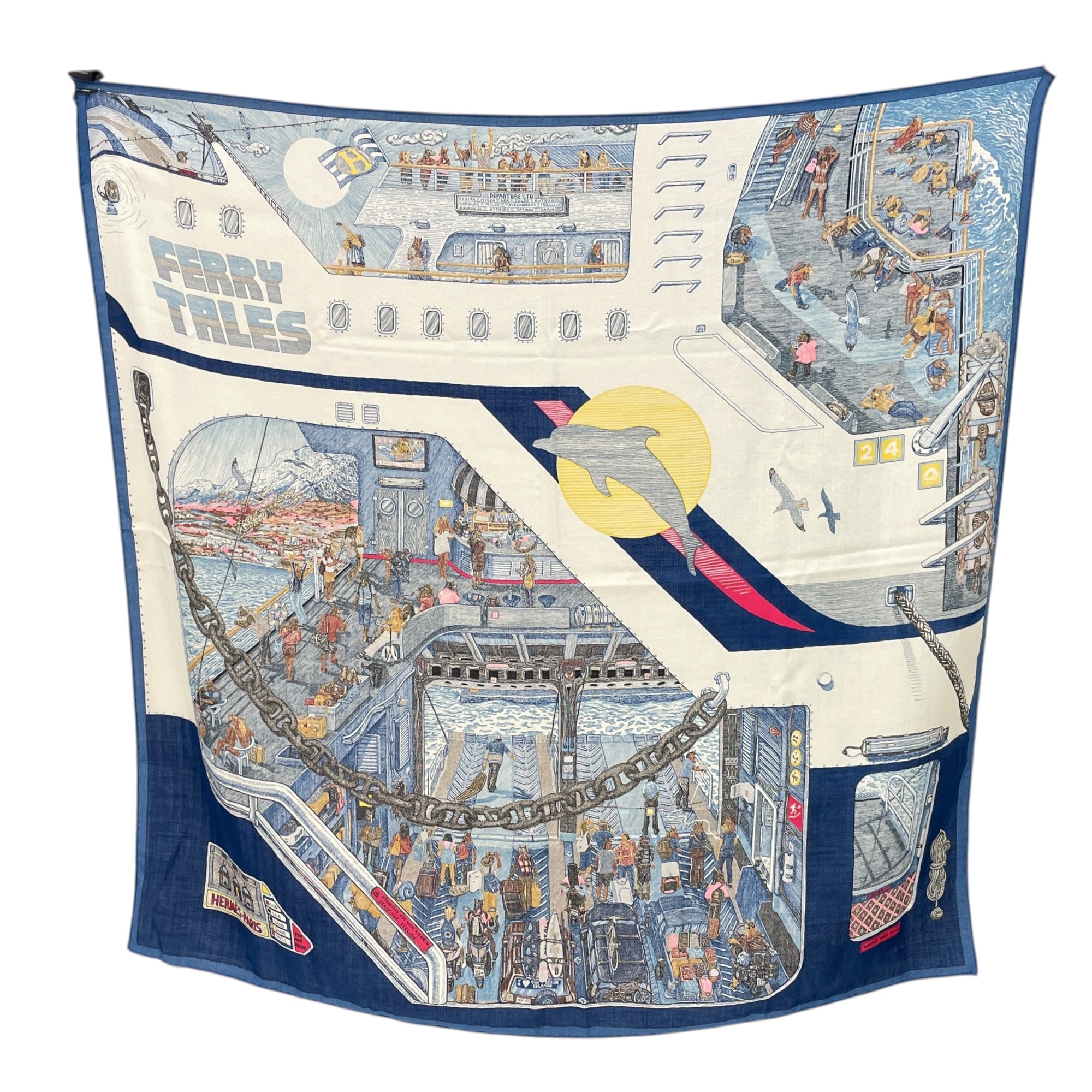 Ferry Tales 100 Chines/Marine/Fuchsia Scarf