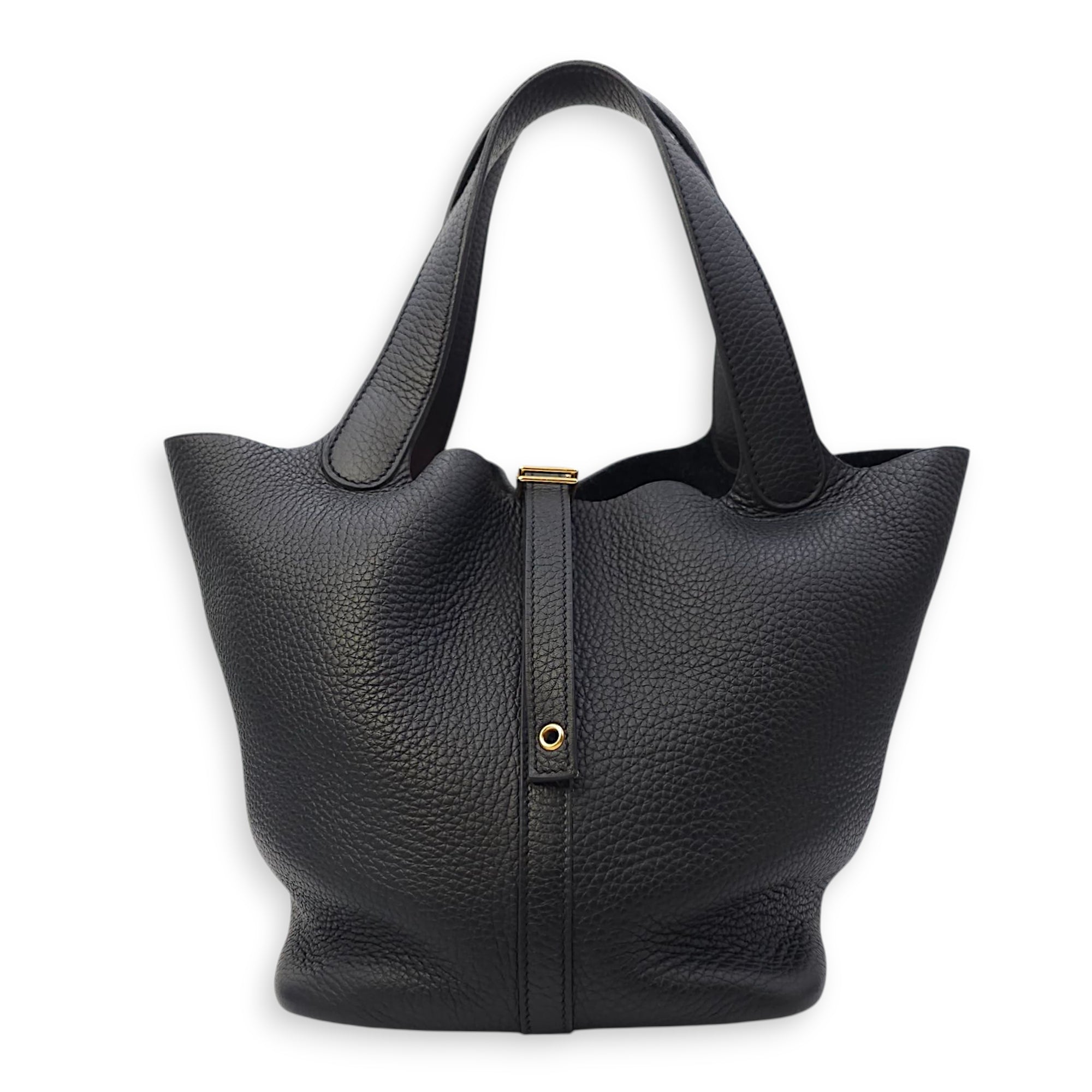 Picotin 22 Black in Clemence, Gold hardware