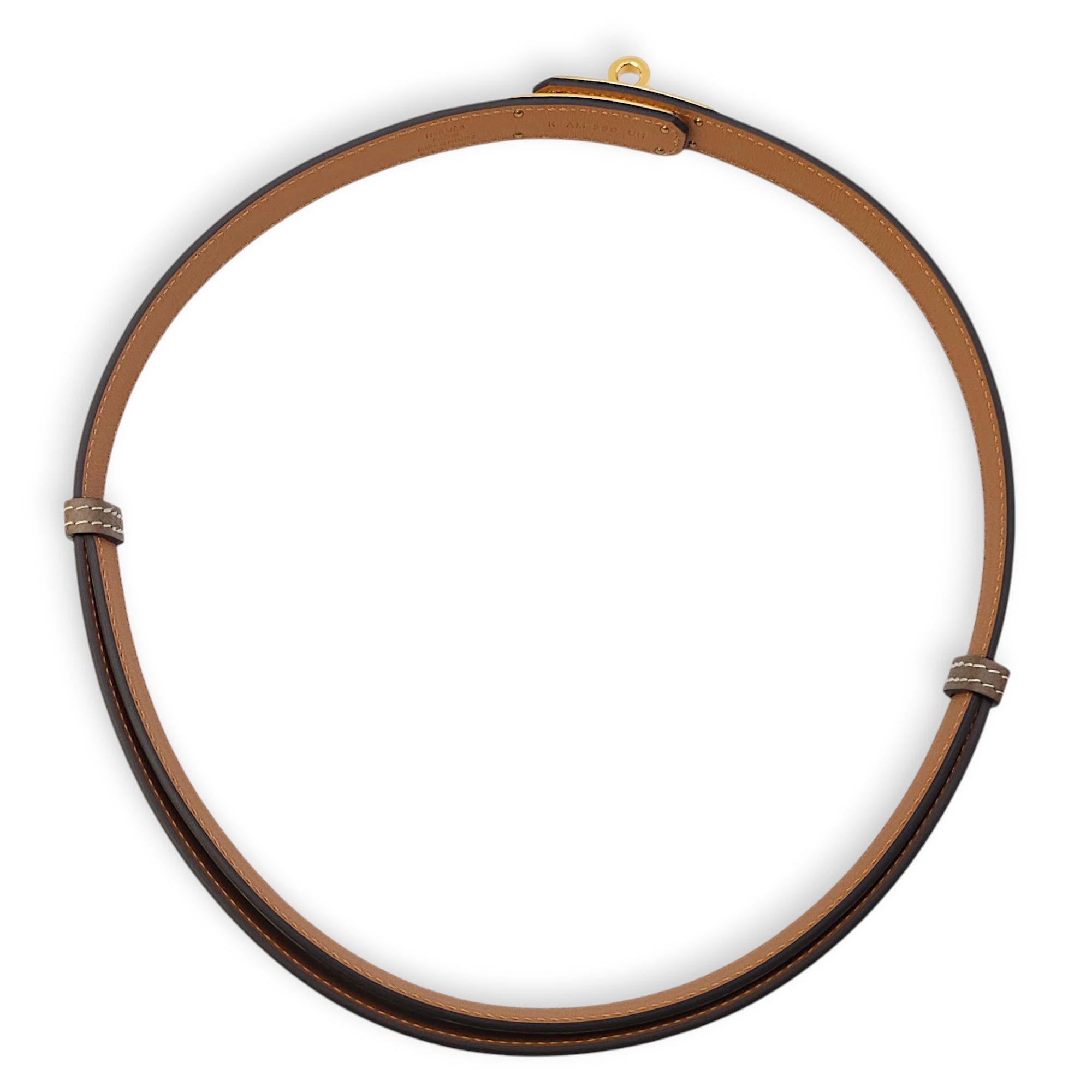 Kelly 18 Etoupe Belt in Epsom, Gold hardware