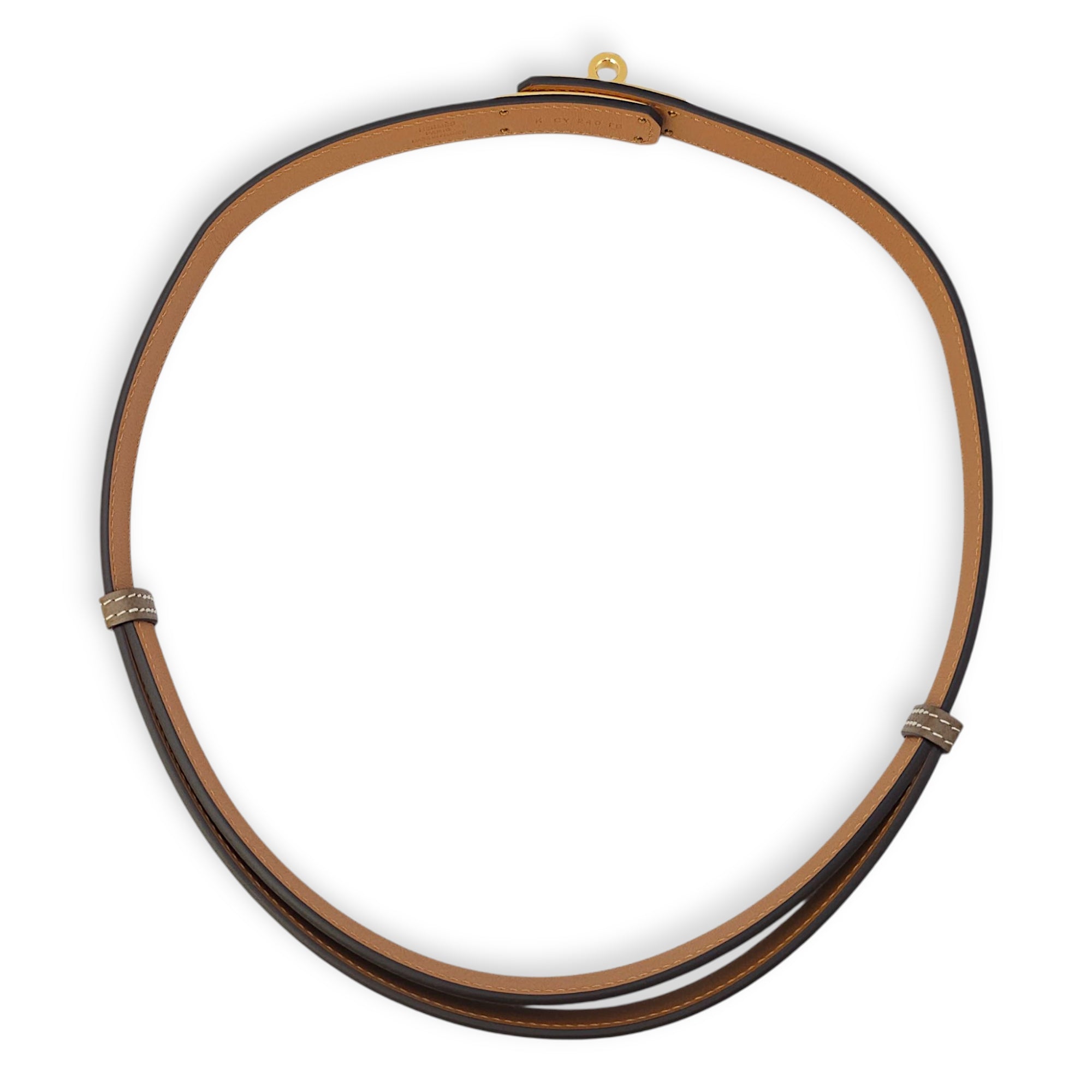 Kelly 18 Etoupe Belt in Epsom, Gold hardware