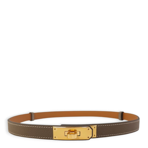 Kelly 18 Etoupe Belt in Epsom, Gold hardware