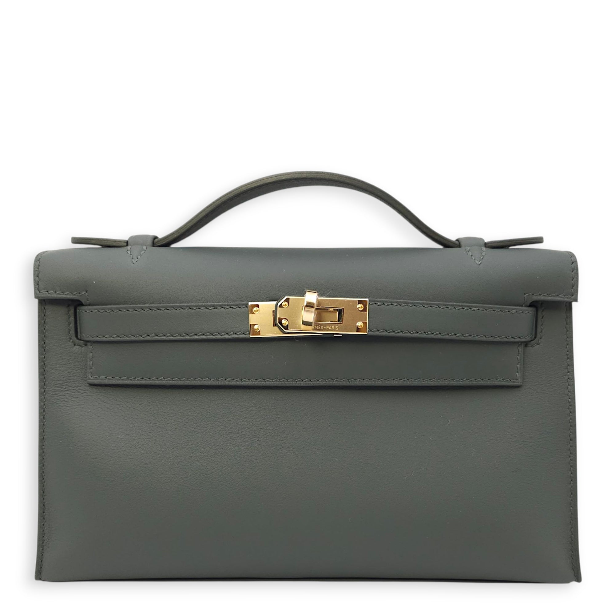Kelly Pochette Vert Mangrove in Swift, Permabrass hardware