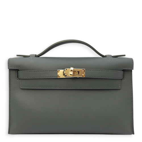 Kelly Pochette Vert Mangrove in Swift, Permabrass hardware
