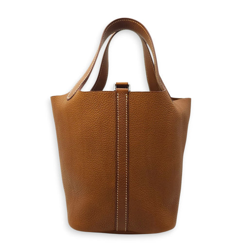 Picotin 18 Fauve in Barenia Faubourg, Palladium hardware