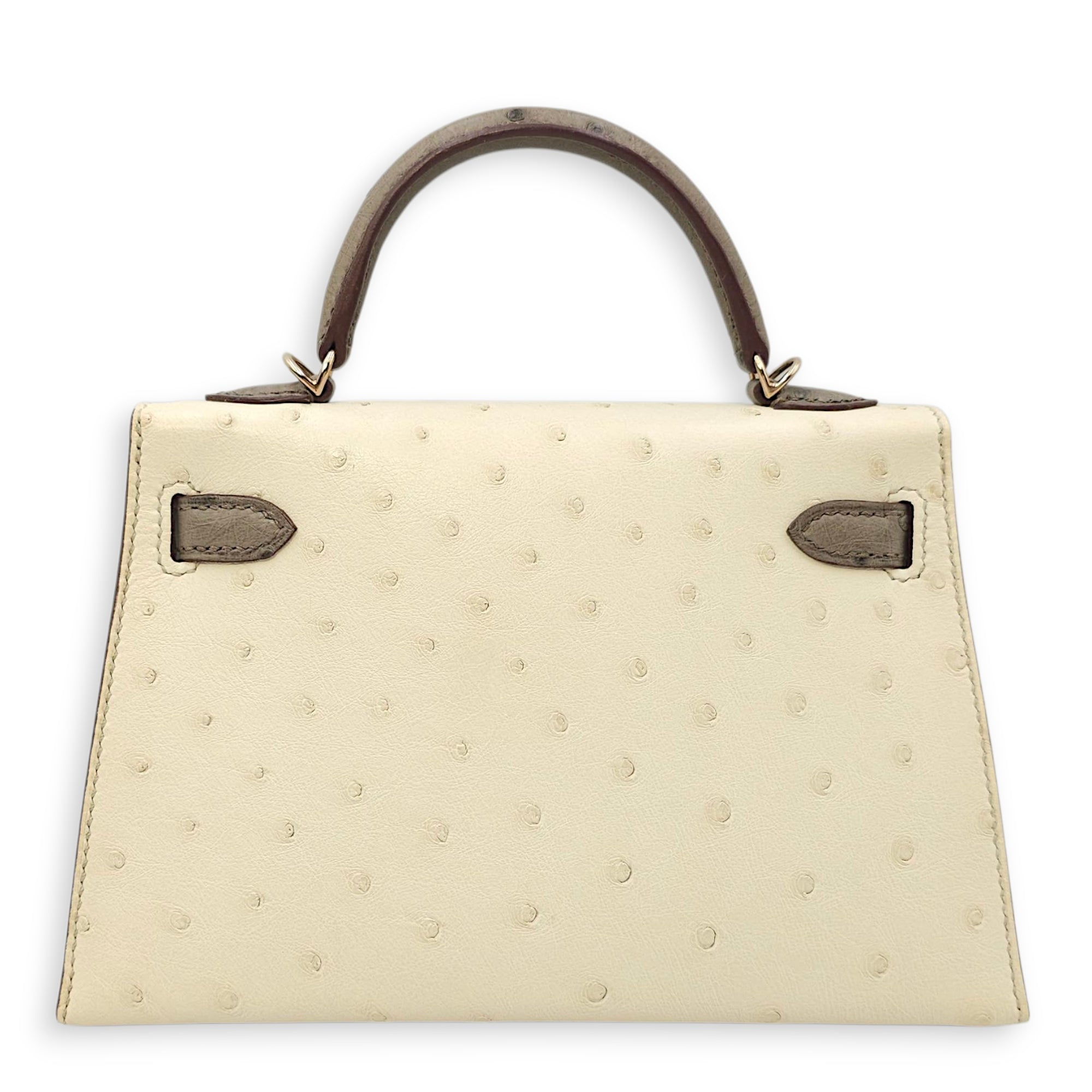 HSS Sellier Kelly 20 Nata/Gris Asphalt in Ostrich, Permabrass hardware