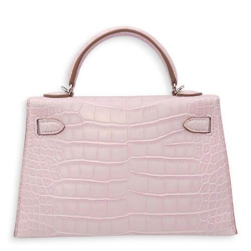 Sellier Kelly 20 Mauve Pale in Matte Alligator, Palladium hardware