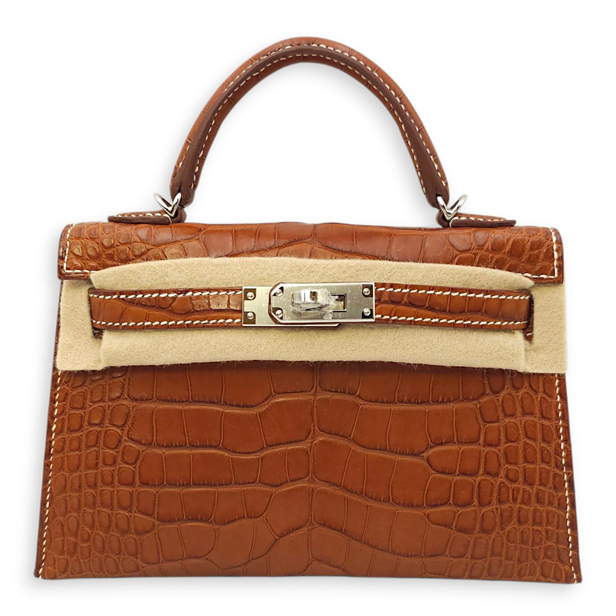 Sellier Kelly 20 Fauve in Matte Alligator, Palladium hardware