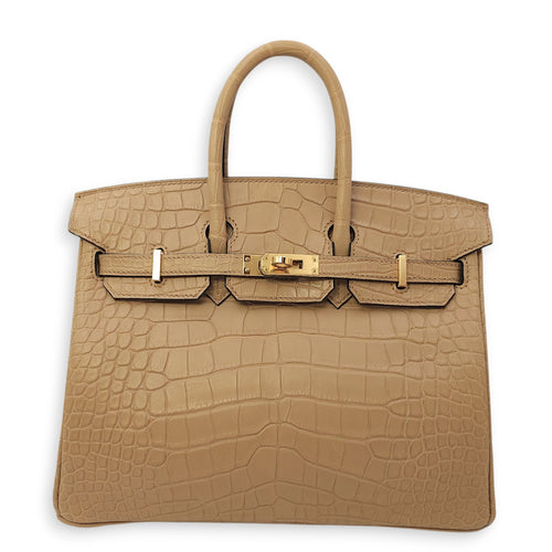 Birkin 25 Chai in Matte Alligator, Gold hardware