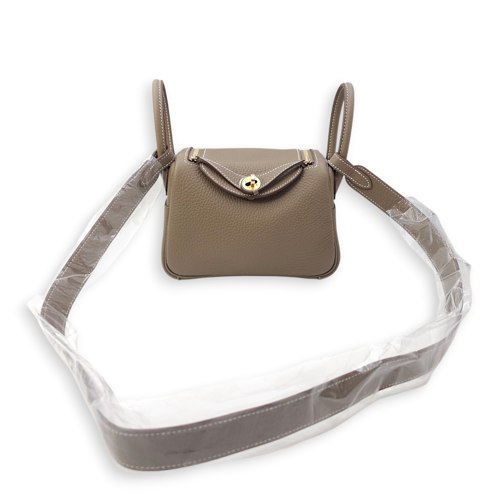 Lindy II Mini Etoupe in Clemence, Gold hardware