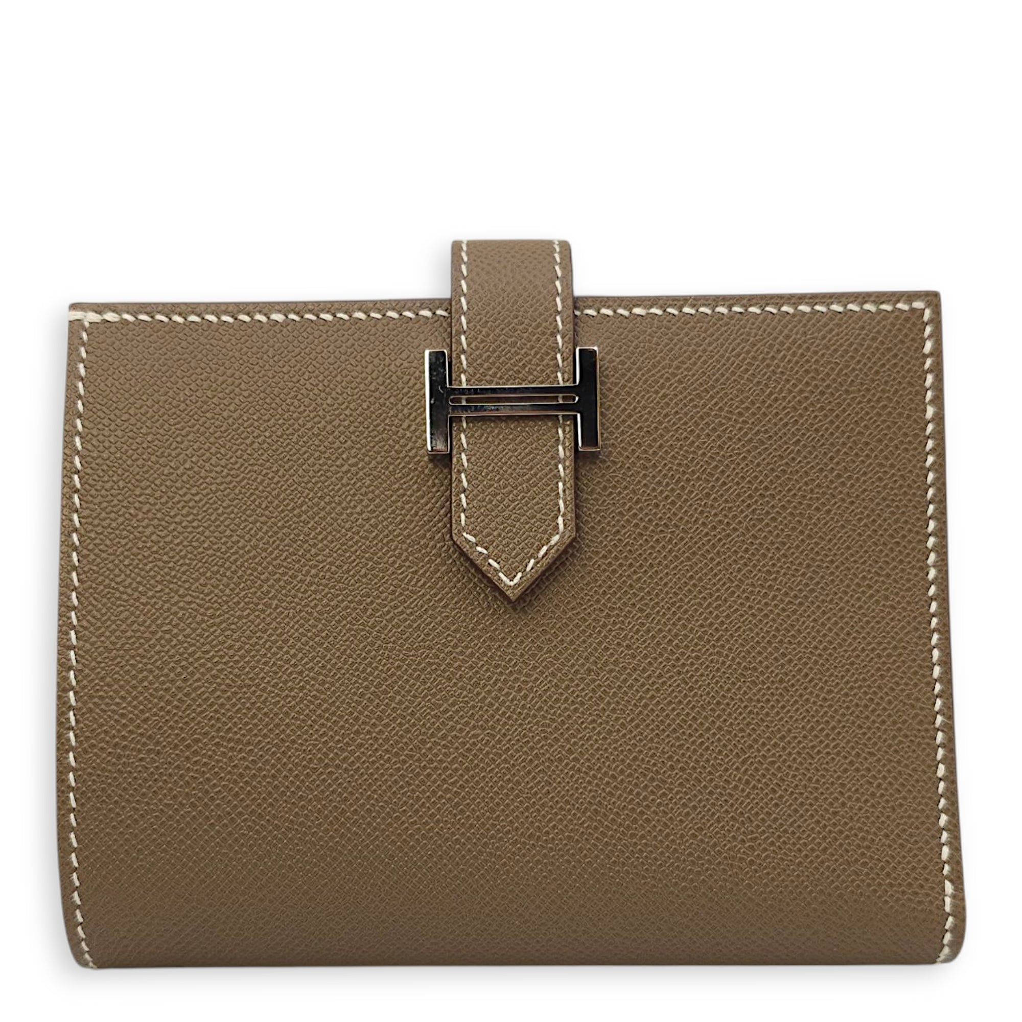 Bearn Compact Etoupe Wallet in Madame, Palladium hardware