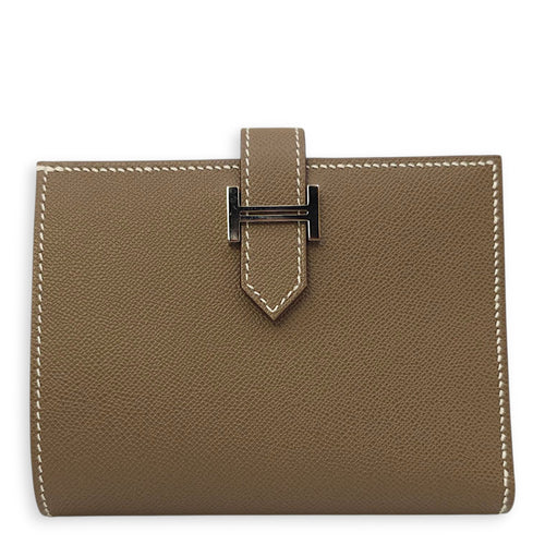 Bearn Compact Etoupe Wallet in Madame, Palladium hardware