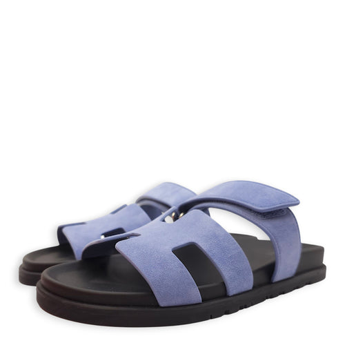 Chypre 39.5 Blue Sandal in Suede Leather