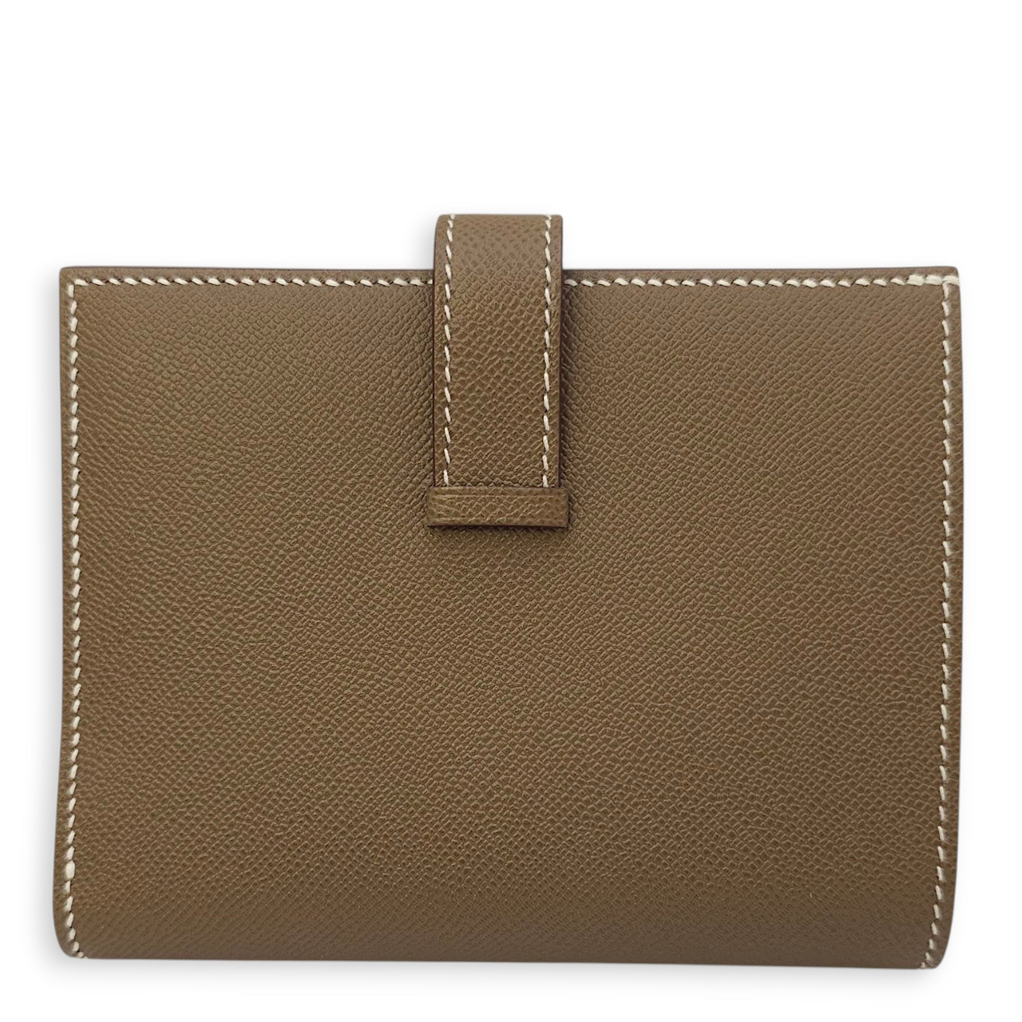 Bearn Compact Etoupe Wallet in Madame, Palladium hardware