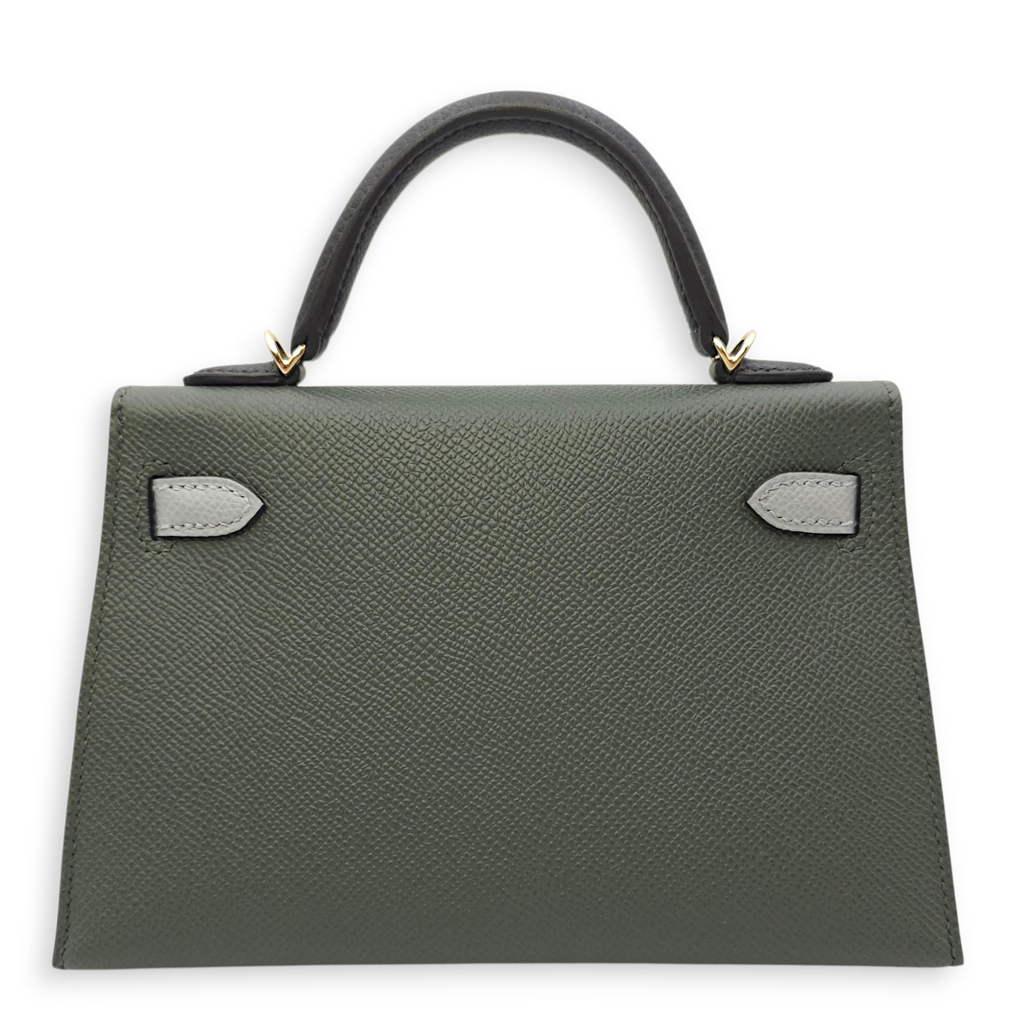Sellier Kelly 20 Vert Mangrove/Gris Pantin/Noir in Epsom, Permabrass hardware