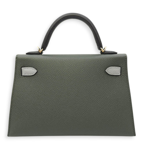Sellier Kelly 20 Vert Mangrove/Gris Pantin/Noir in Epsom, Permabrass hardware