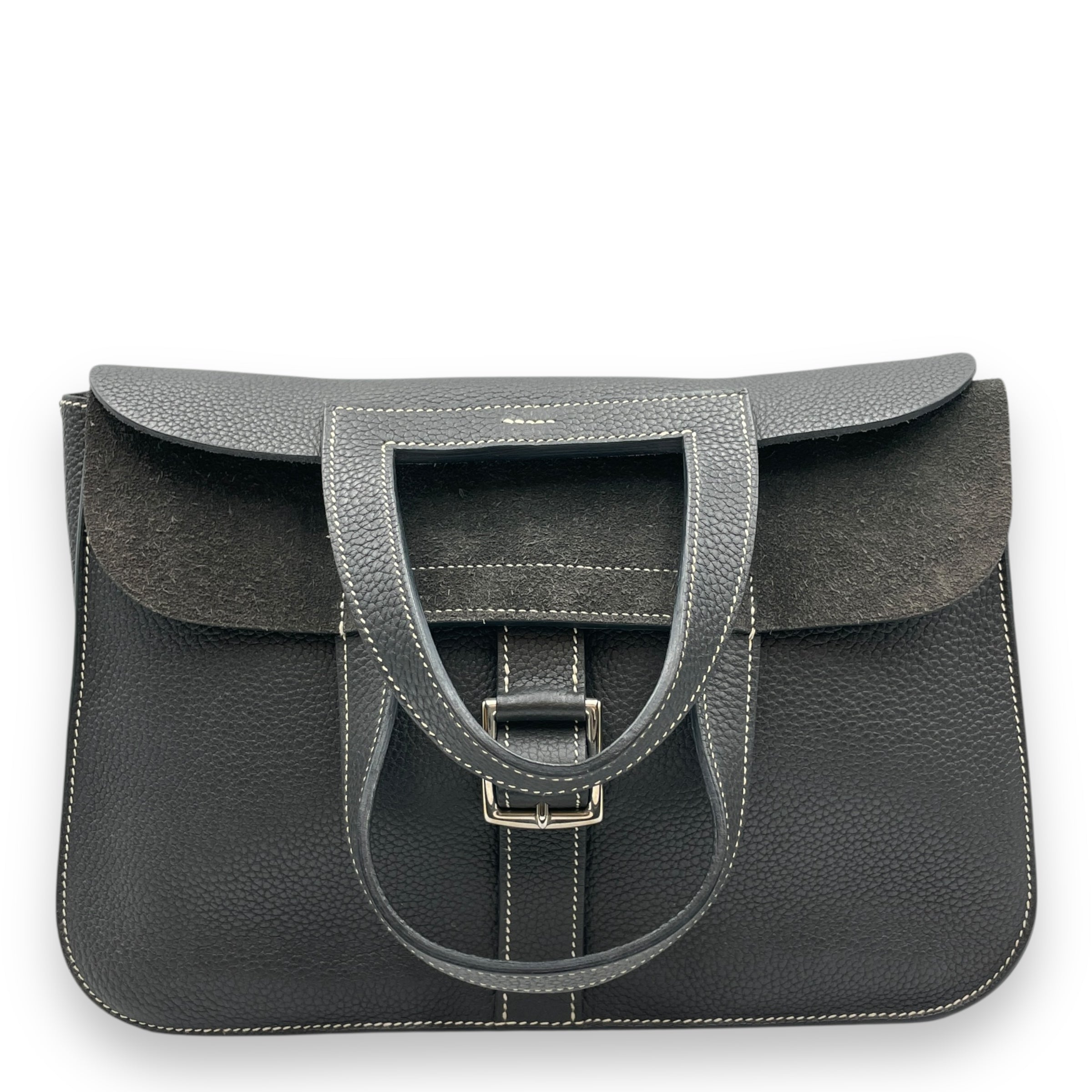 Hermès Halzan 31 Black in Clemence Palladium hardware Singapore