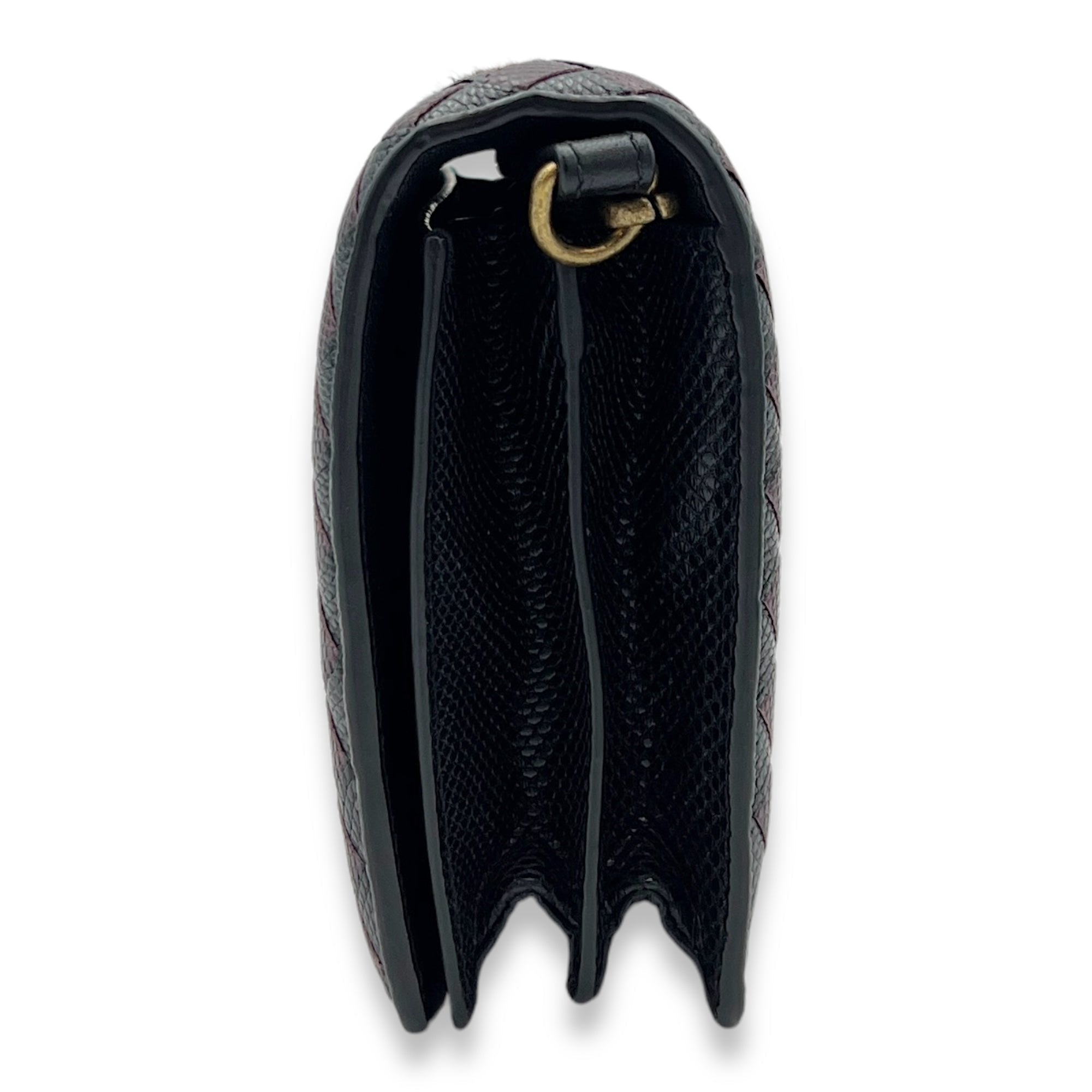 Flap Multi-colour Wallet On Chain in Natural Fur, Brushed Gold hardware
