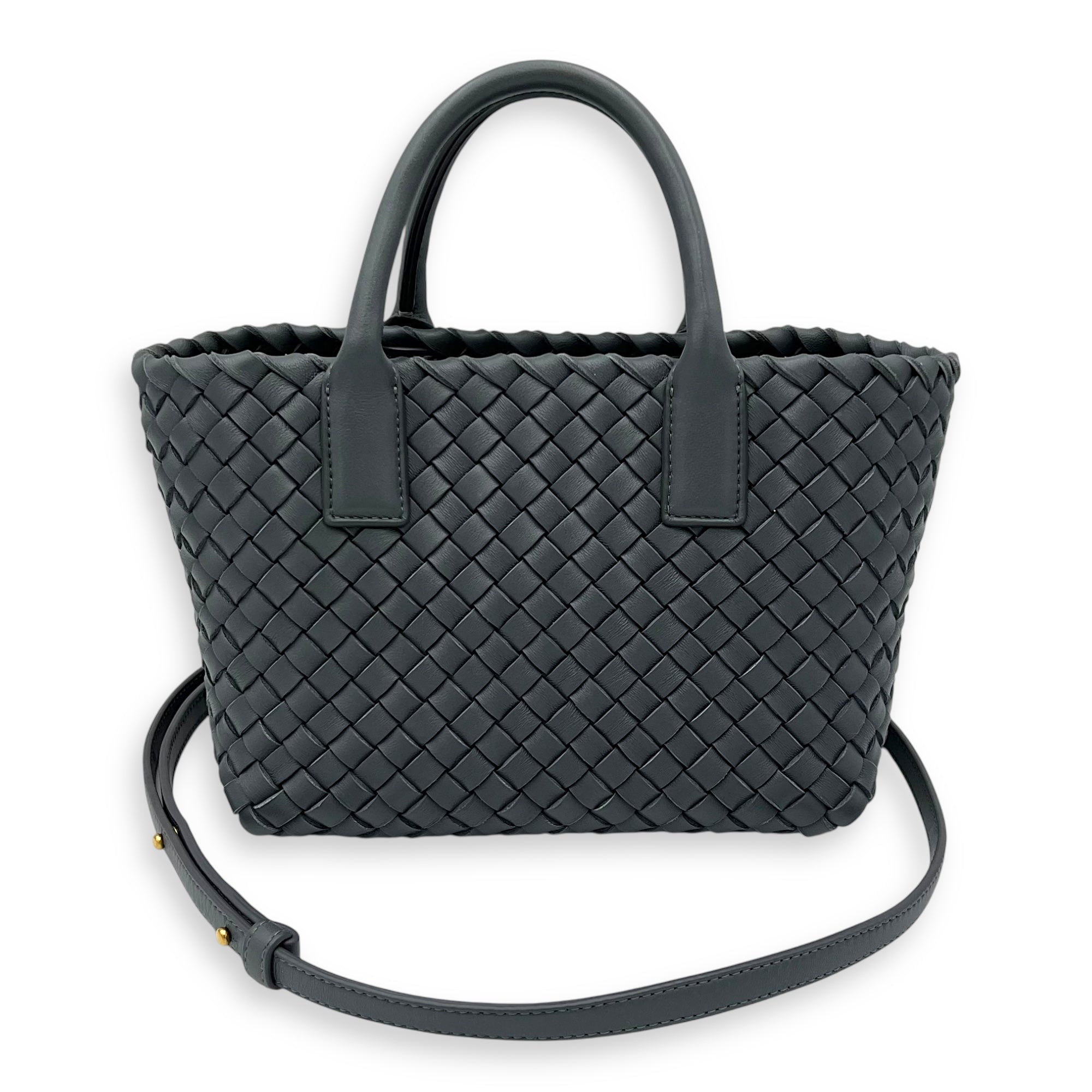 Bottega Veneta Cabat Top Handle Bag Grey in Lambskin, Silver hardware_8