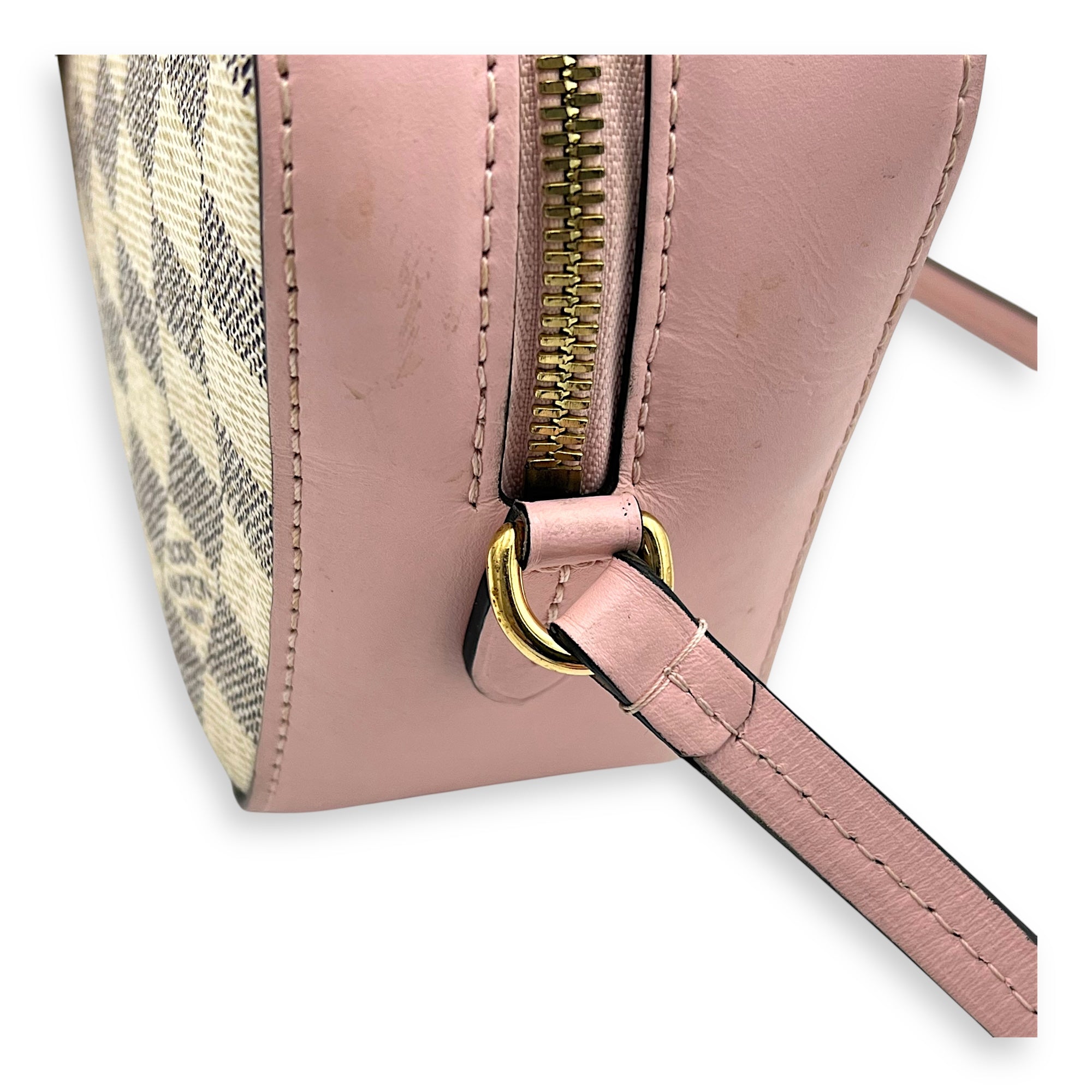 Saintonge Crossbody Bag Azur in Coated Canvas, Gold hardware