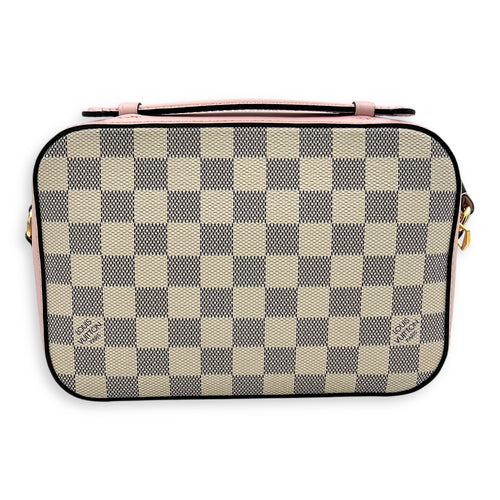 Saintonge Crossbody Bag Azur in Coated Canvas, Gold hardware