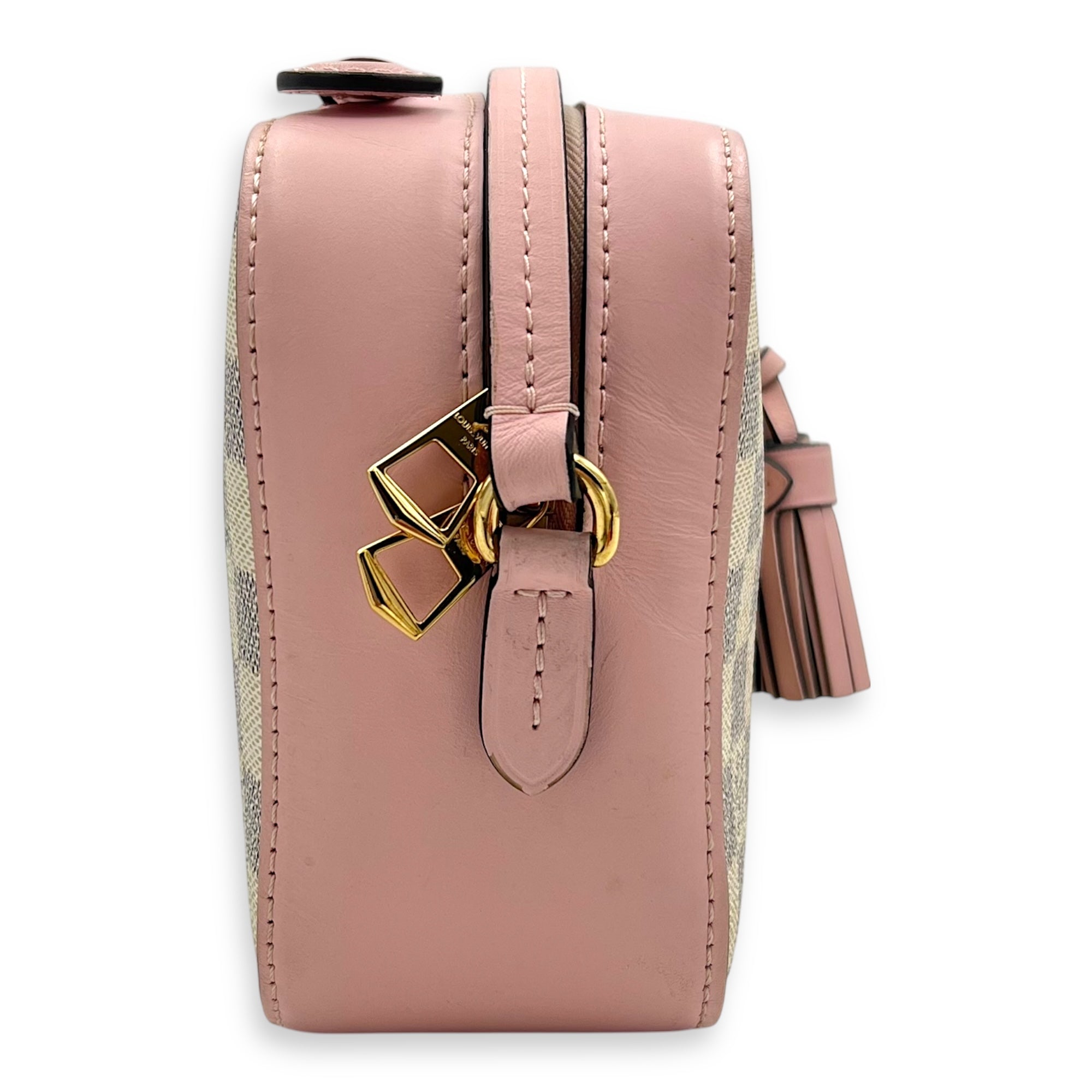 Saintonge Crossbody Bag Azur in Coated Canvas, Gold hardware