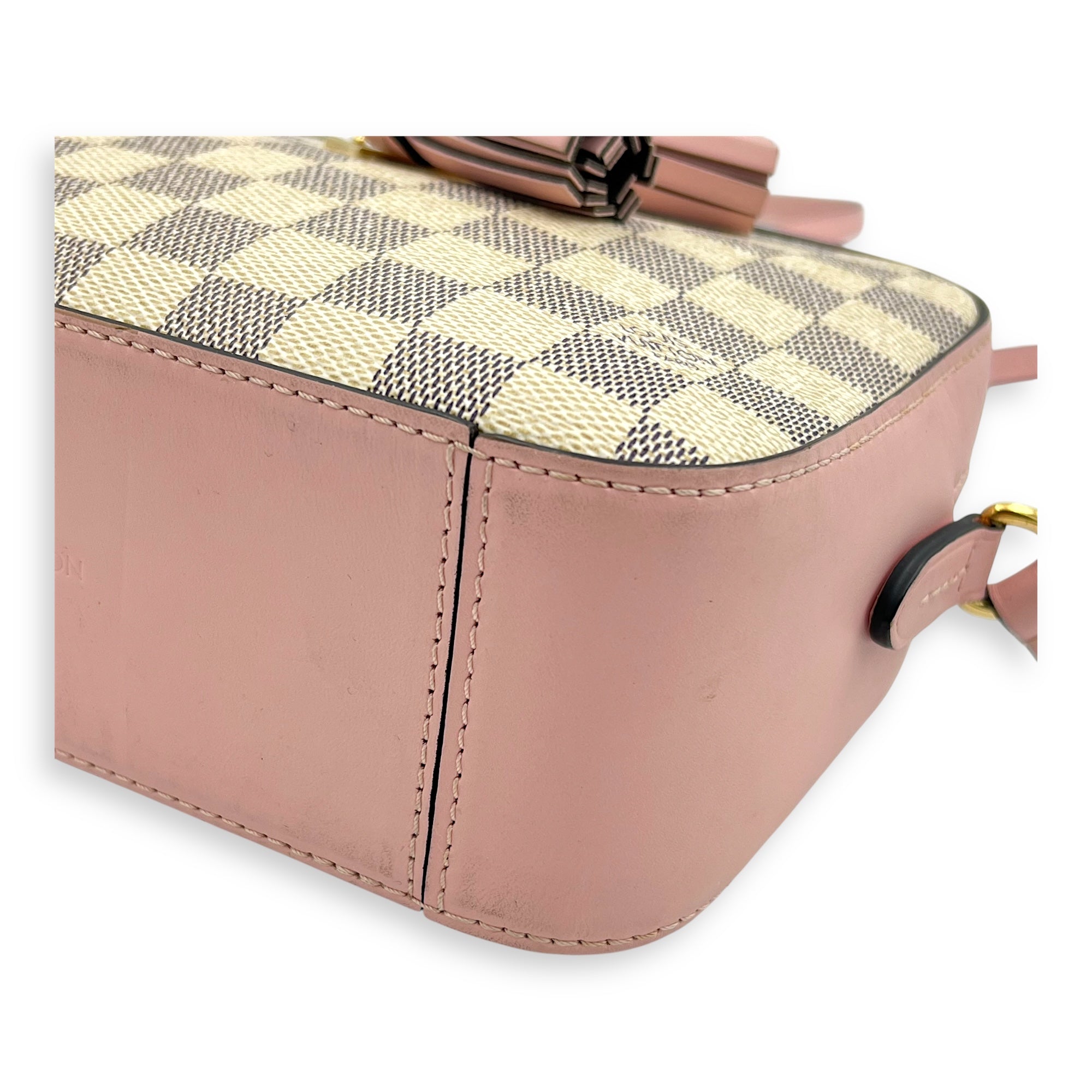 Saintonge Crossbody Bag Azur in Coated Canvas, Gold hardware