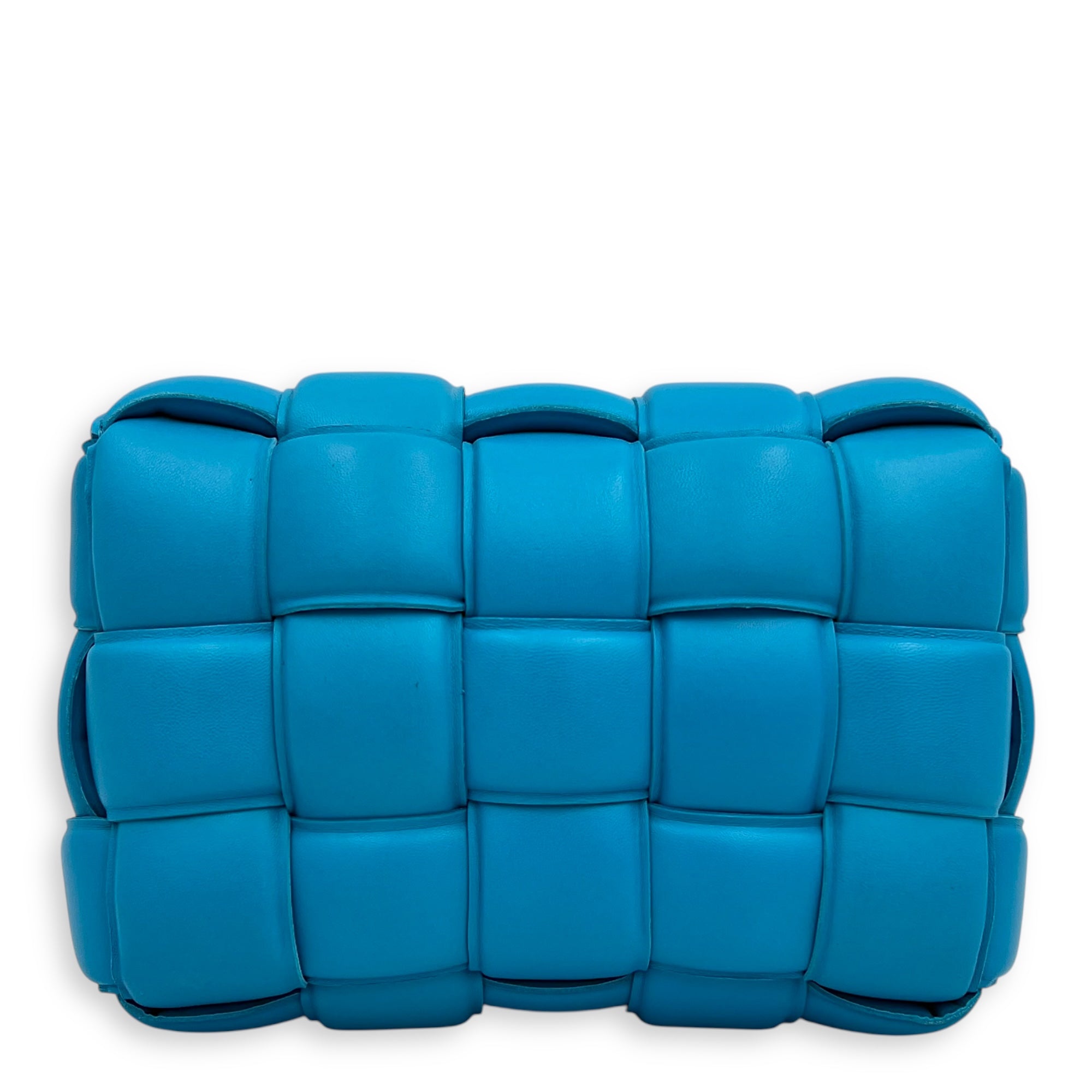 Padded Cassette Shoulder Bag Blue in Lambskin, Gold hardware