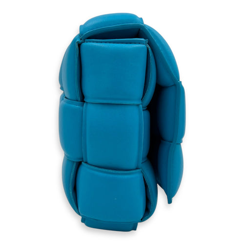 Padded Cassette Shoulder Bag Blue in Lambskin, Gold hardware