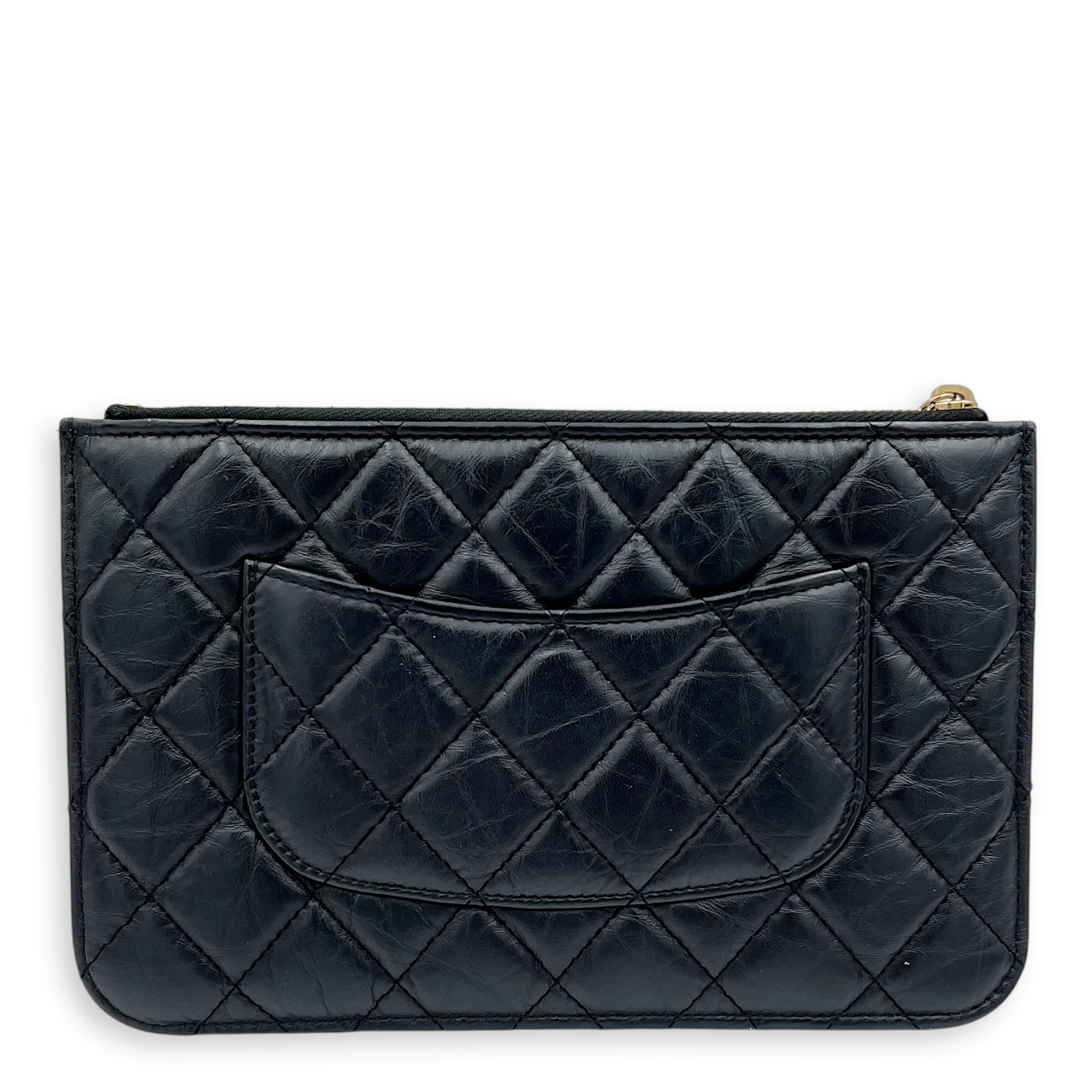 2.55 Shoulder Bag Black in Calfskin, Gold hardware