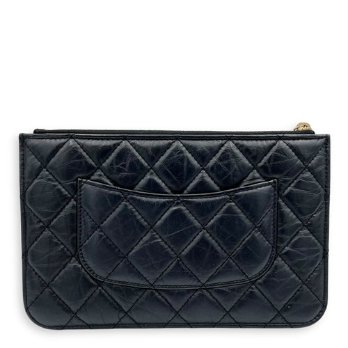 2.55 Shoulder Bag Black in Calfskin, Gold hardware