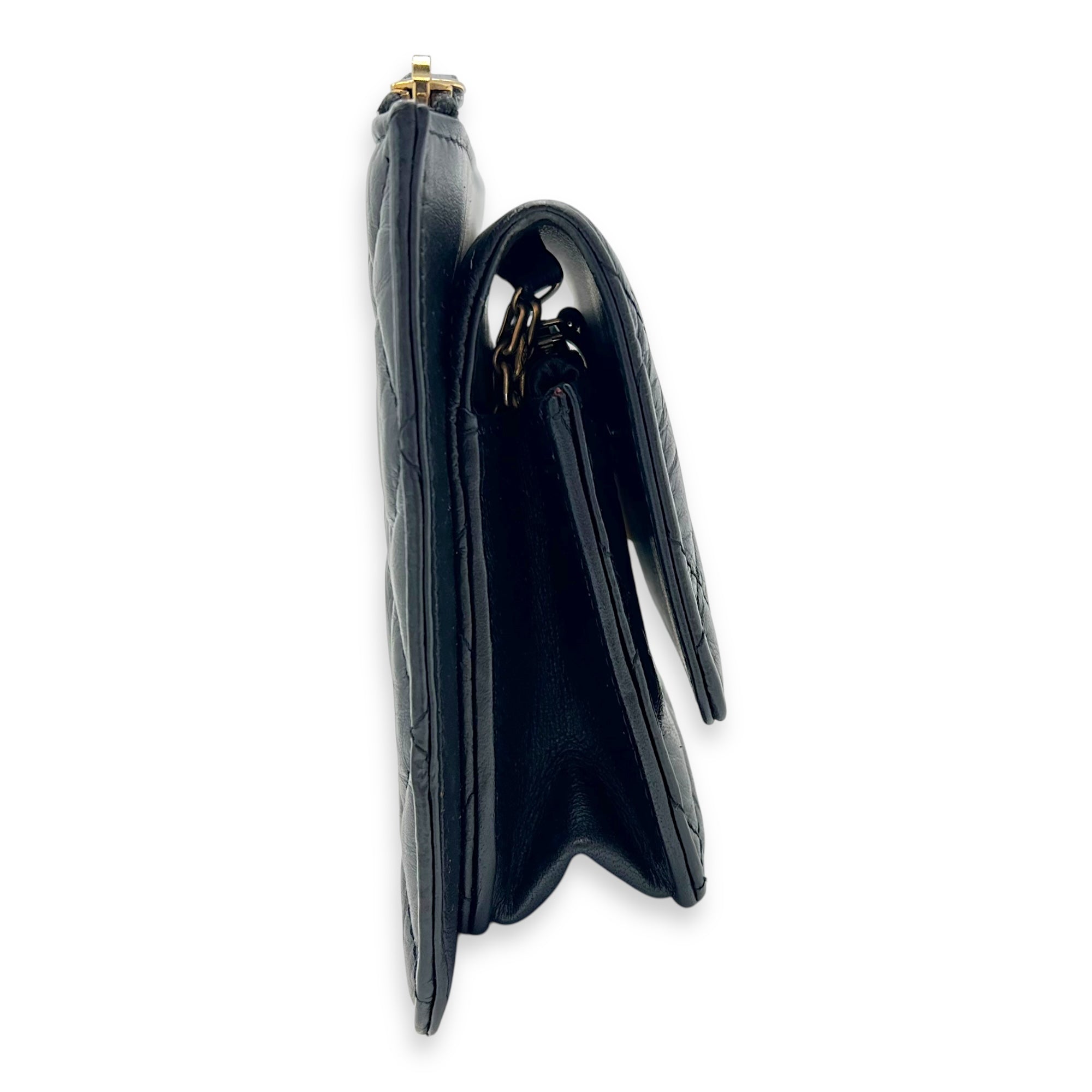 2.55 Shoulder Bag Black in Calfskin, Gold hardware
