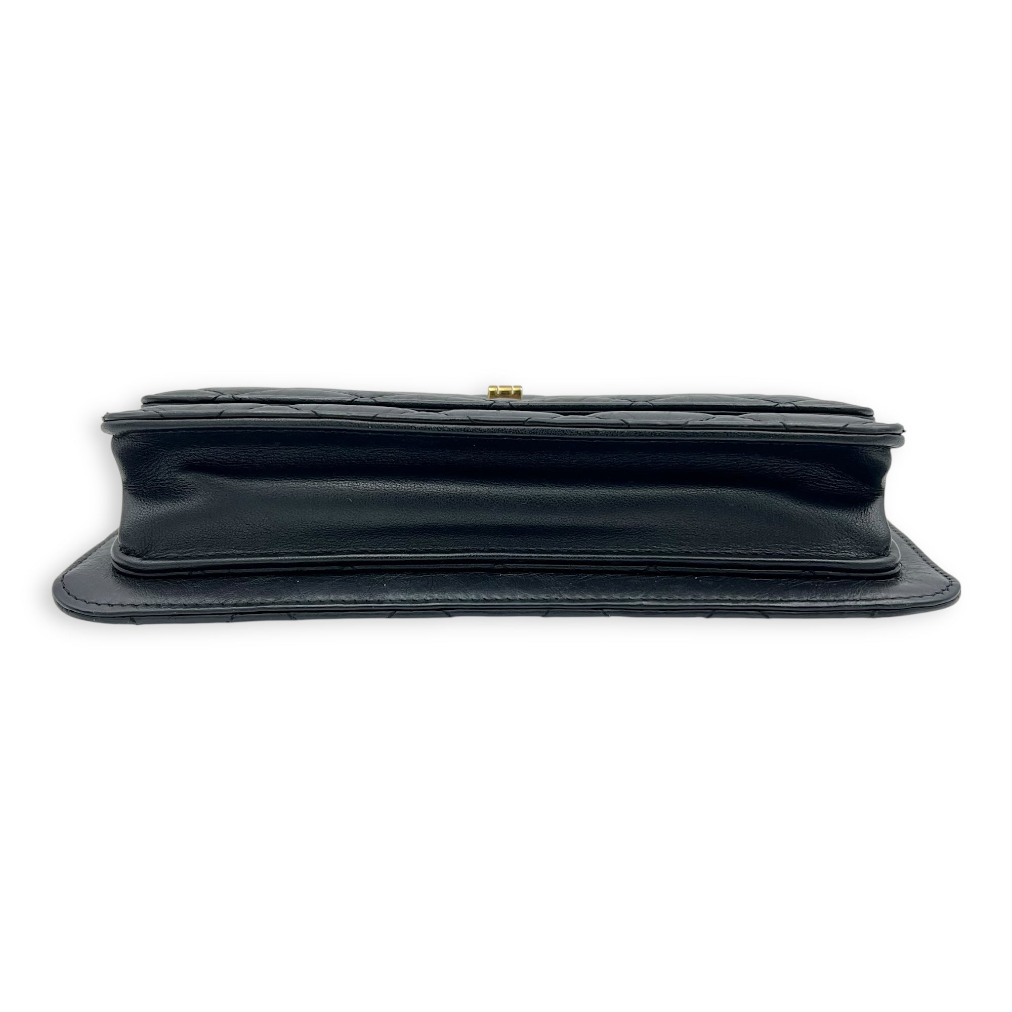 2.55 Shoulder Bag Black in Calfskin, Gold hardware