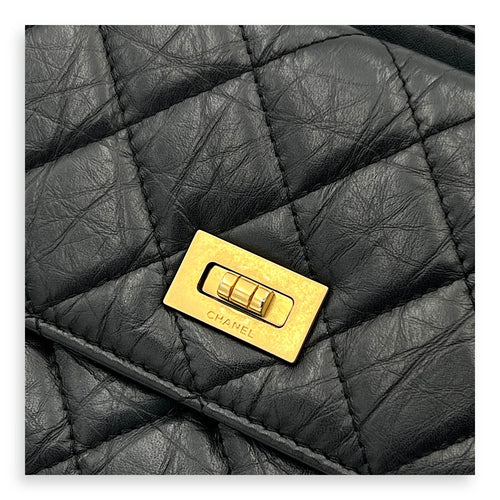 2.55 Shoulder Bag Black in Calfskin, Gold hardware