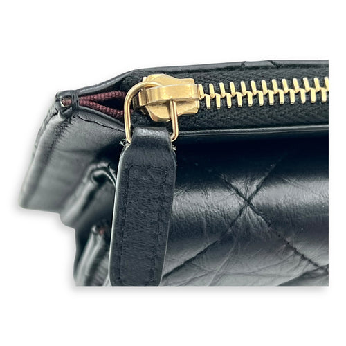 2.55 Shoulder Bag Black in Calfskin, Gold hardware