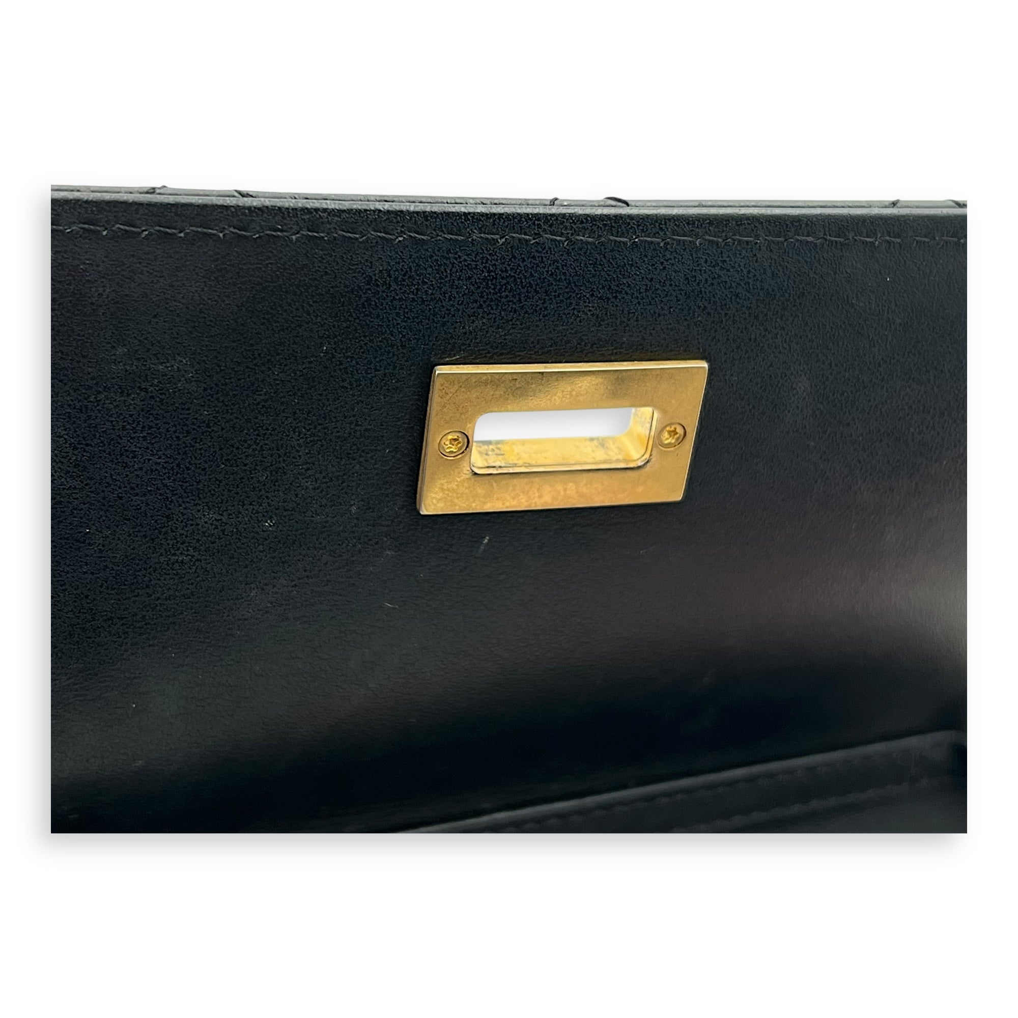 2.55 Shoulder Bag Black in Calfskin, Gold hardware