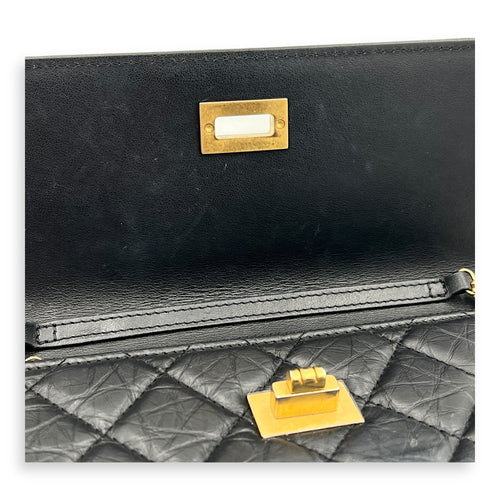 2.55 Shoulder Bag Black in Calfskin, Gold hardware