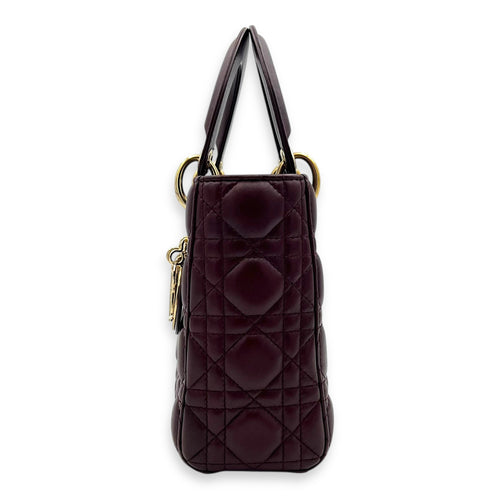 Lady Dior Small Red Top Handle Bag in Lambskin, Gold hardware