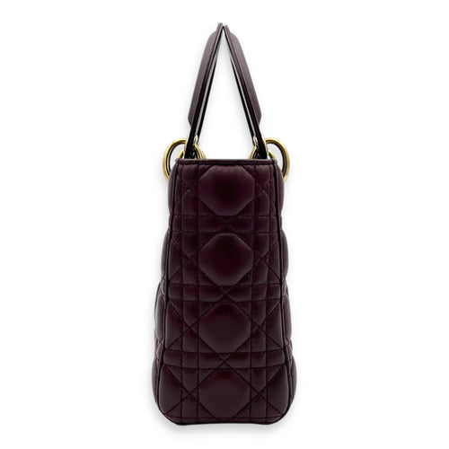 Lady Dior Small Red Top Handle Bag in Lambskin, Gold hardware