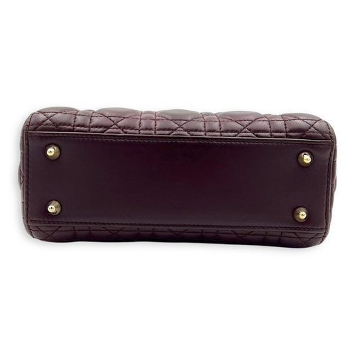 Lady Dior Small Red Top Handle Bag in Lambskin, Gold hardware