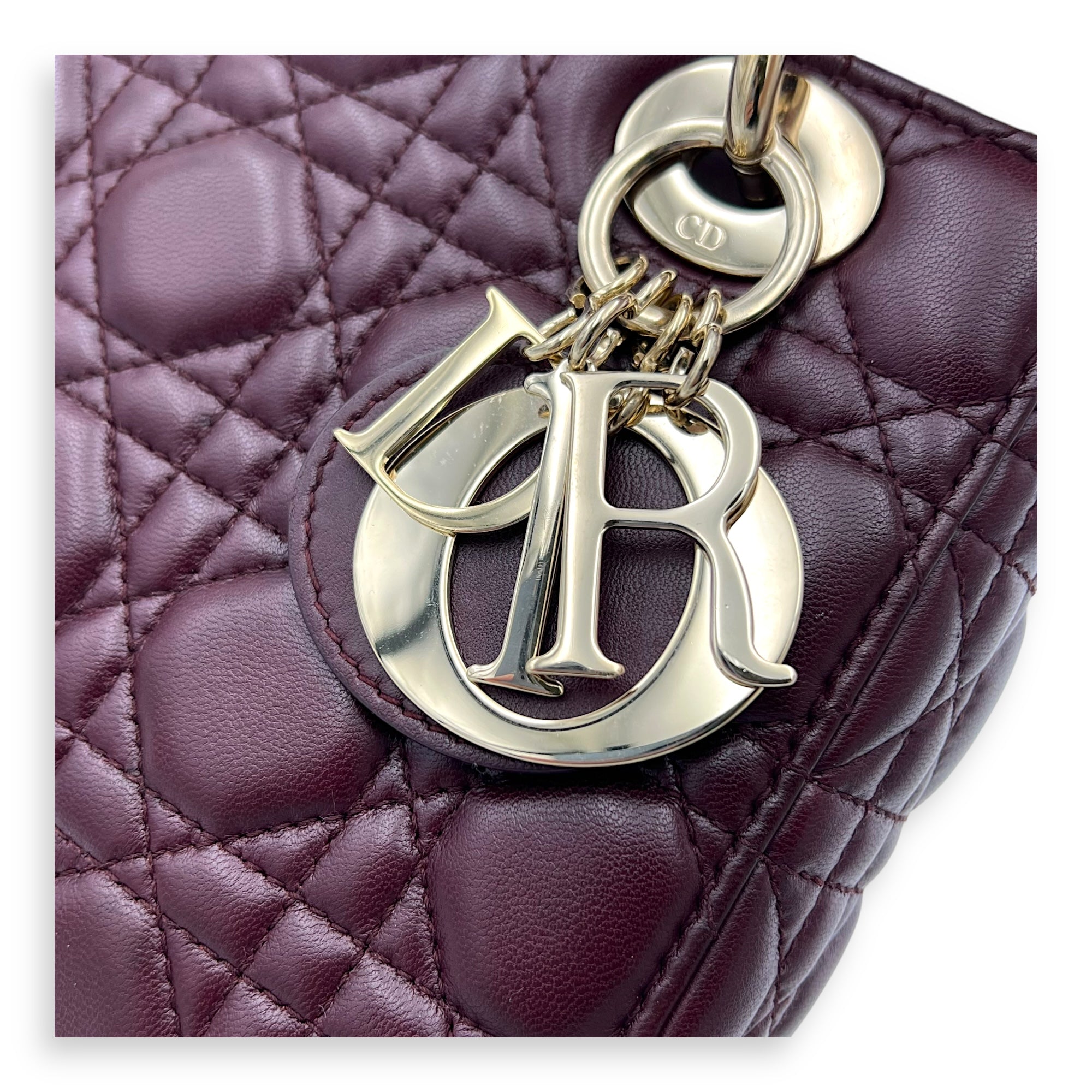 Lady Dior Small Red Top Handle Bag in Lambskin, Gold hardware