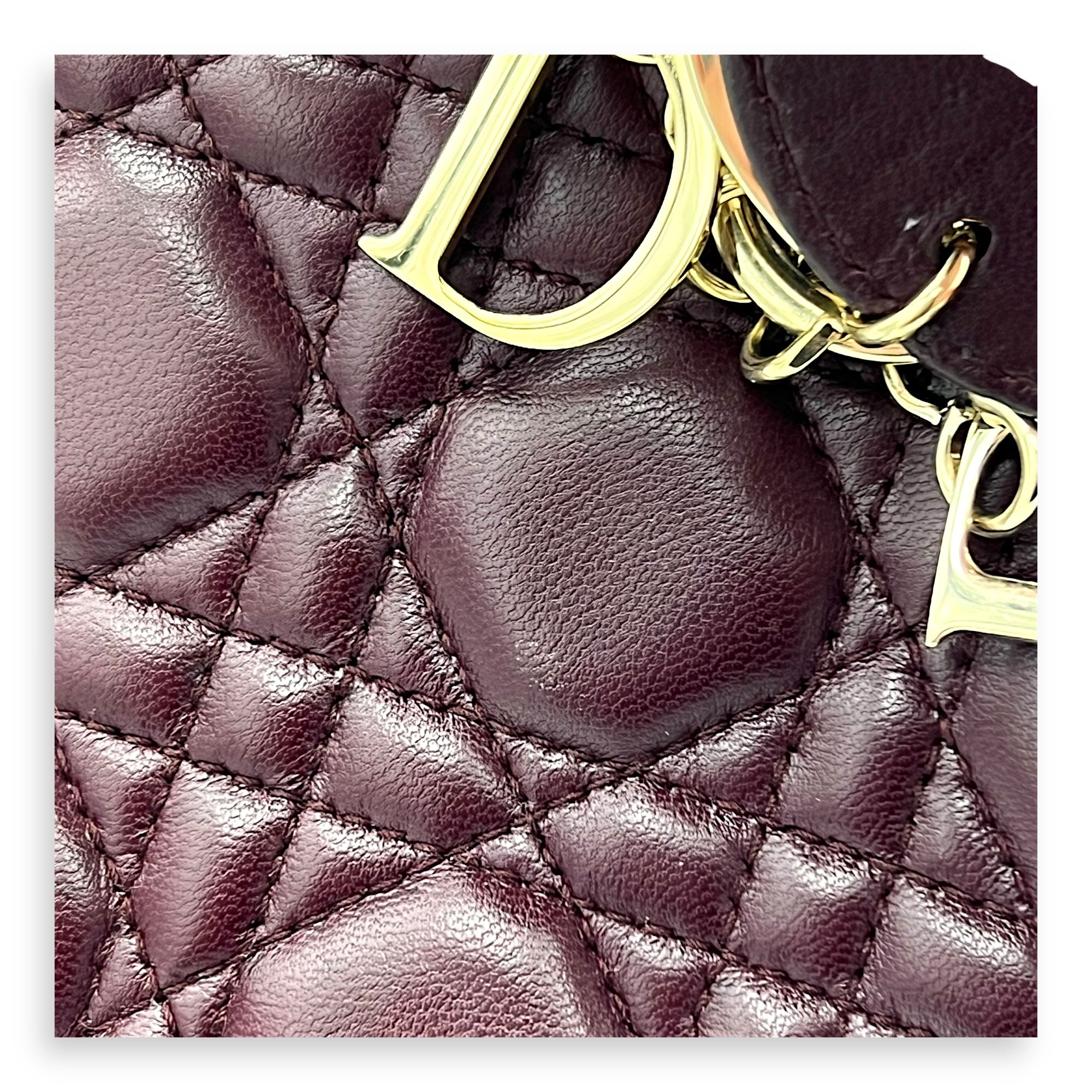 Lady Dior Small Red Top Handle Bag in Lambskin, Gold hardware