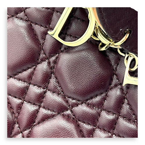 Lady Dior Small Red Top Handle Bag in Lambskin, Gold hardware