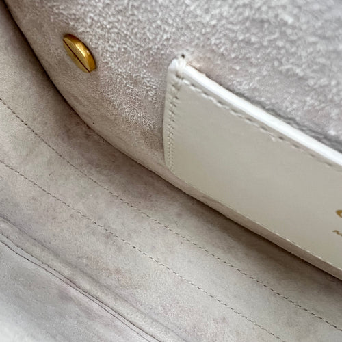 Bobby Medium White Crossbody Bag in Calfskin, Gold hardware