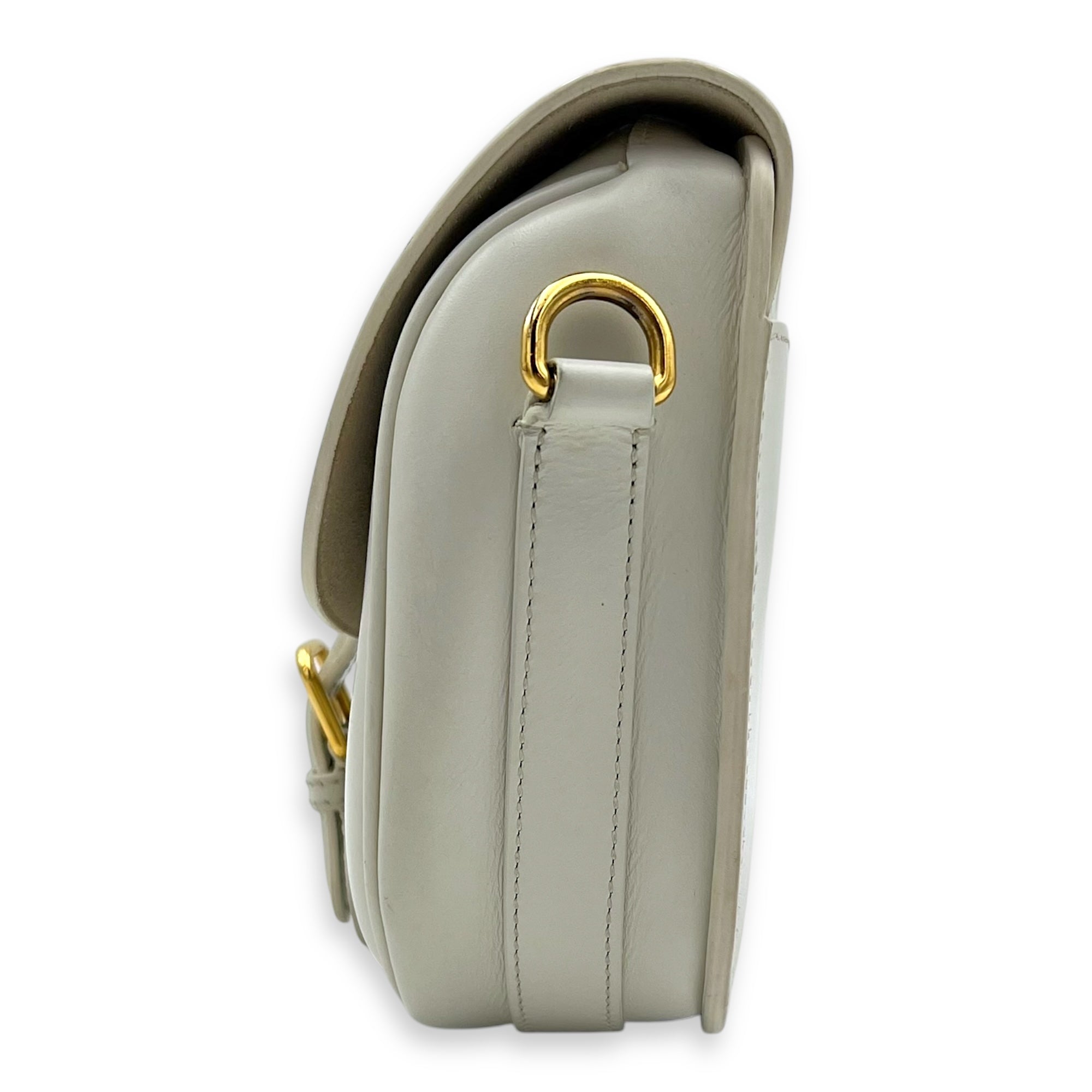 Bobby Medium White Crossbody Bag in Calfskin, Gold hardware