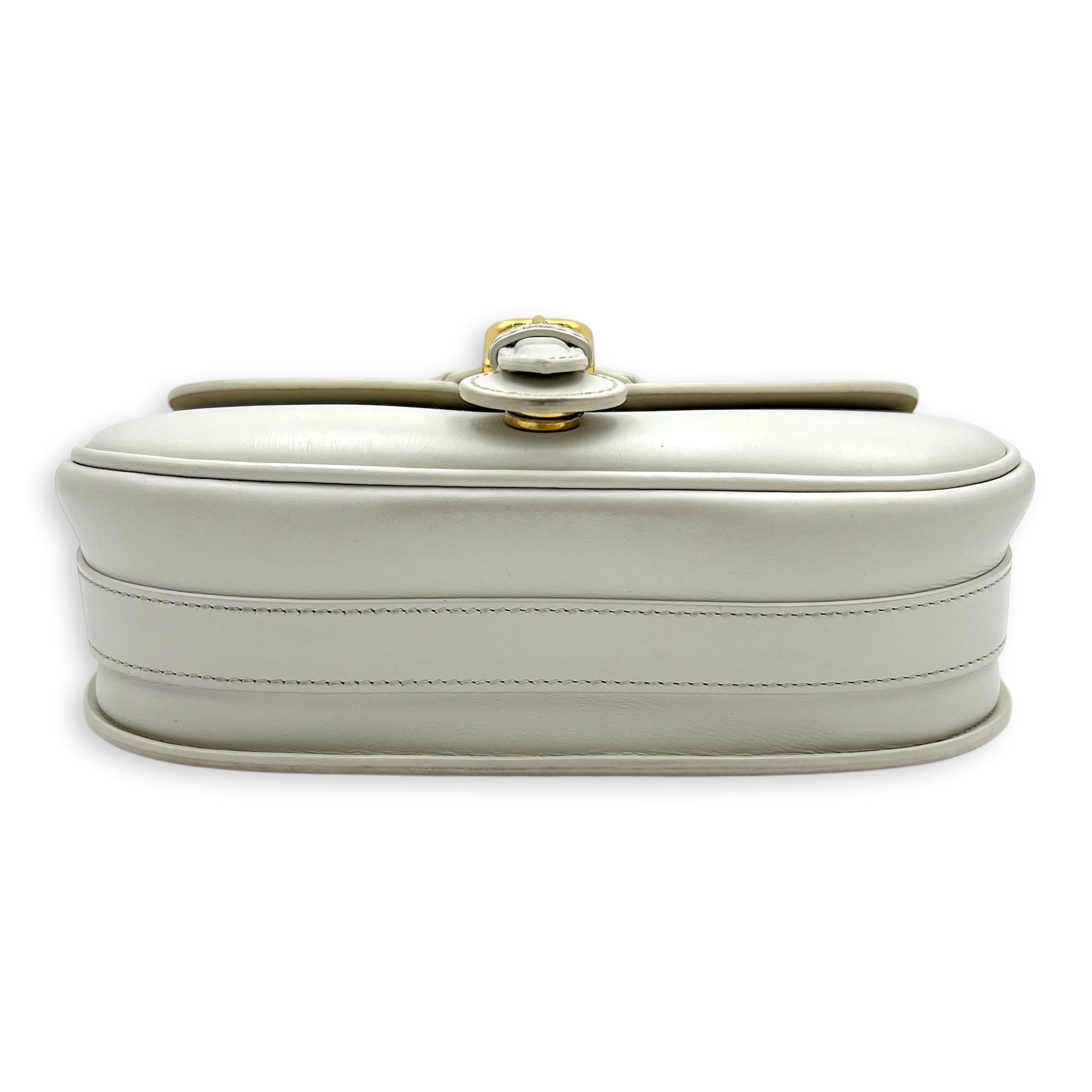 Bobby Medium White Crossbody Bag in Calfskin, Gold hardware