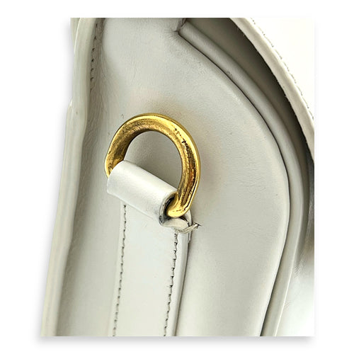 Bobby Medium White Crossbody Bag in Calfskin, Gold hardware